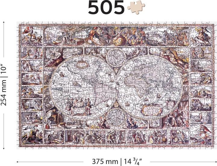 Productafbeelding WoodenCity WOODeN CITY The Age Exploration Map 500 Wooden Puzzle Jigsaw Puzzle with unique shapes (500 onderdelen)