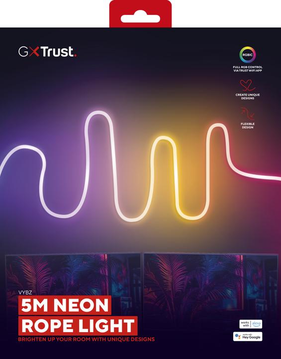 Produktbild Trust GXT904 VYBZ RGBIC 5M LED NEON L (Mehrfarbig, 500 cm, Indoor)