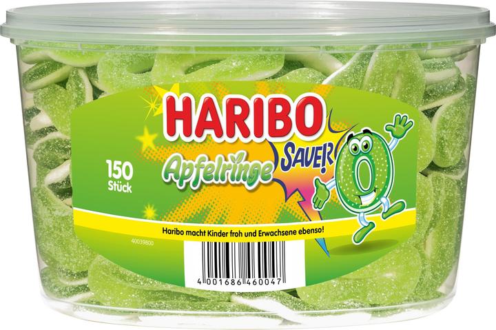 Actual product image Haribo Sour apple rings can (150 pcs., 1200 g)