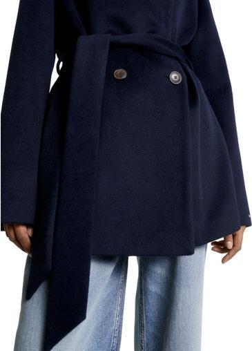 Actual product image Tommy Hilfiger Db funnel coat in wool blend with belt for women (38)