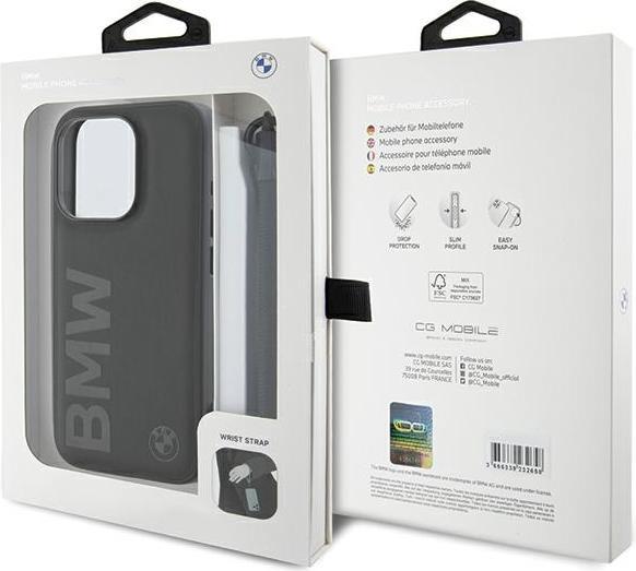 Immagine prodotto BMW BMHCP15X23RMRLK Custodia rigida per iPhone 15 Pro Max 6,7" in pelle firmata con marchio Wordmark (Apple iPhone 15 Pro Max)
