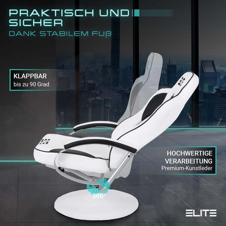 Produktbild Elite Gaming-Sessel MG-300 Gamer Chair Zocker Stuhl Bürostuhl Racing Gamingstuhl (Weiss/Schwarz)
