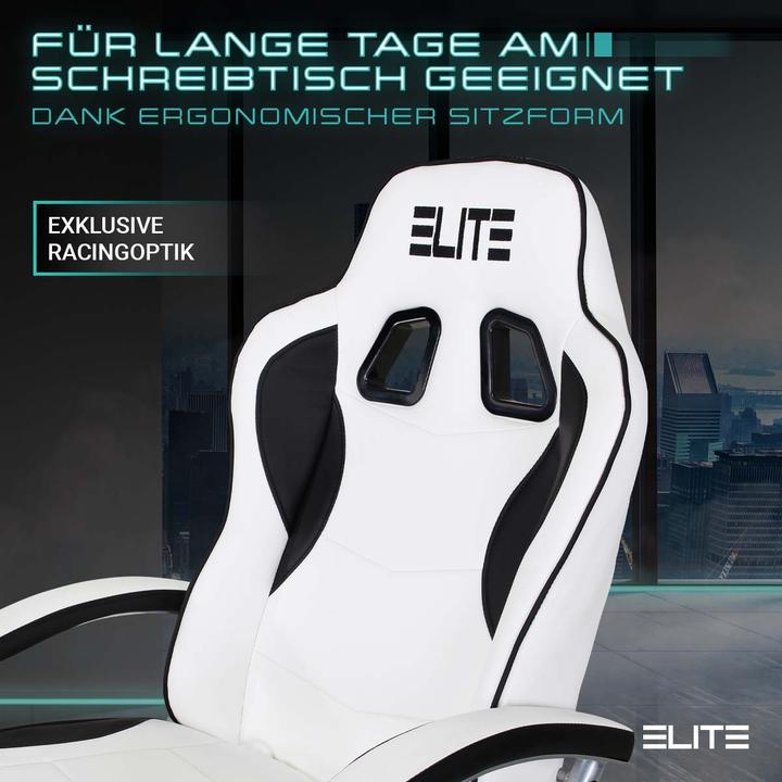 Produktbild Elite Gaming-Sessel MG-300 Gamer Chair Zocker Stuhl Bürostuhl Racing Gamingstuhl (Weiss/Schwarz)