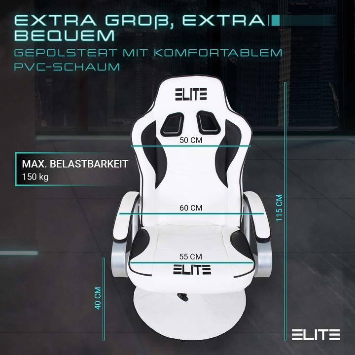 Produktbild Elite Gaming-Sessel MG-300 Gamer Chair Zocker Stuhl Bürostuhl Racing Gamingstuhl (Weiss/Schwarz)