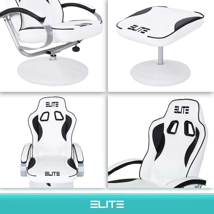 Produktbild Elite Gaming-Sessel MG-300 Gamer Chair Zocker Stuhl Bürostuhl Racing Gamingstuhl (Weiss/Schwarz)
