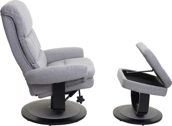 Produktbild Swisshandel24 Relaxsessel Fernsehsessel TV-Sessel Hocker mit Staufach - Stoff/Textil hellgrau