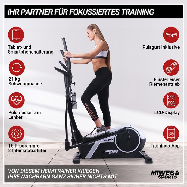 Actual product image Miweba Sports Crosstrainer MC300 Exercise Bike Fitness Equipment Pedal Trainer Sport (White/Black)