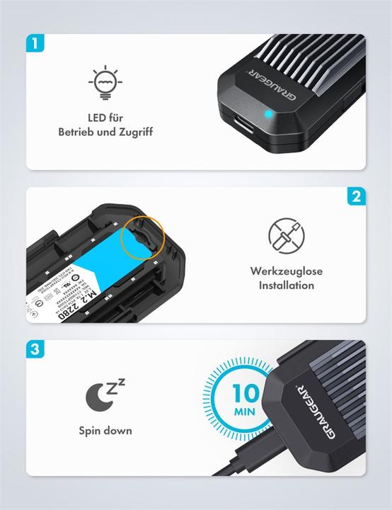 Produktbild Graugear G-M202-AC-10G (M.2 2230, M.2 2242, M.2 2260, M.2 2280)