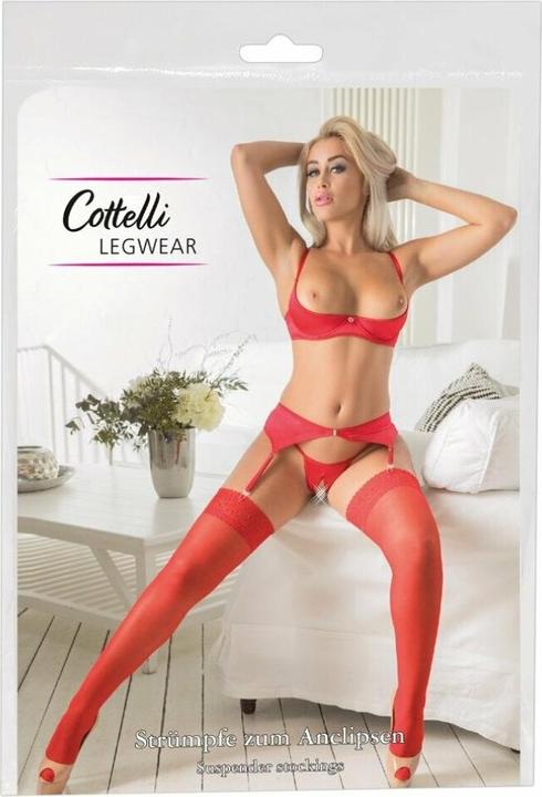 Actual product image Cottelli Collection Suspender stockings red (S)