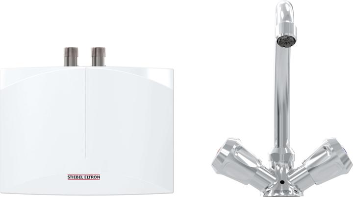 Produktbild Stiebel Eltron DNM 3+MAZ Mini-Durchlauferhitzer+2-Griff Armatur nur fürs Handwaschbecken, 3,5 kW, mit Stecker