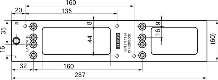 Actual product image Geze Mounting plate for TS 4000 / 5000 (French window, Wooden door, Room door, Entrance door, Indoor)