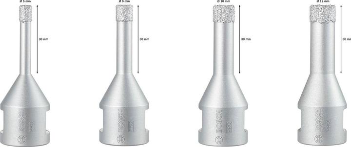 Actual product image Bosch Professional Zubehör PRO Ceramic dry X-Lock core bit set, 6 x 30, 8 x 30, 10 x 30, 12 x 30 mm, 4 pcs. (6, 8, 10, 12 mm)