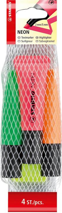 Image du produit STABILO Surligneur NEON (Orange, Jaune, Vert, Pink, 5 mm, 4 x)