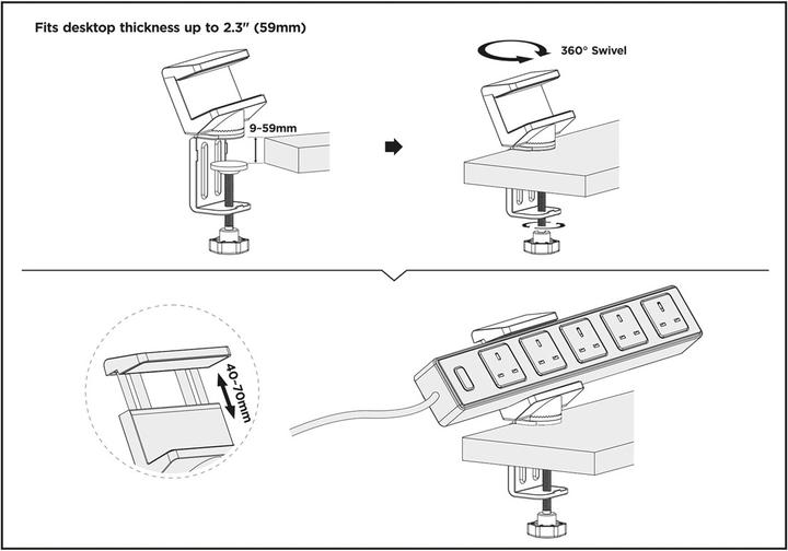 Produktbild Value Tischklemme für Steckdosenleiste, drehbar 360°