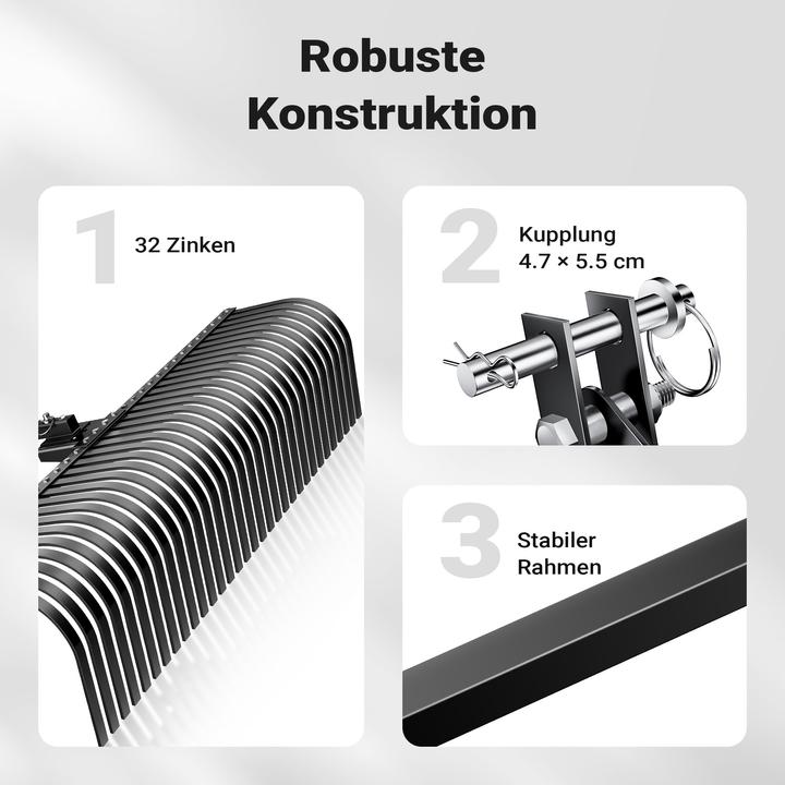 Produktbild Wiltec Rasentraktor Heuharke 152cm Heurechen Rechen Laubrechen Gartenrechen