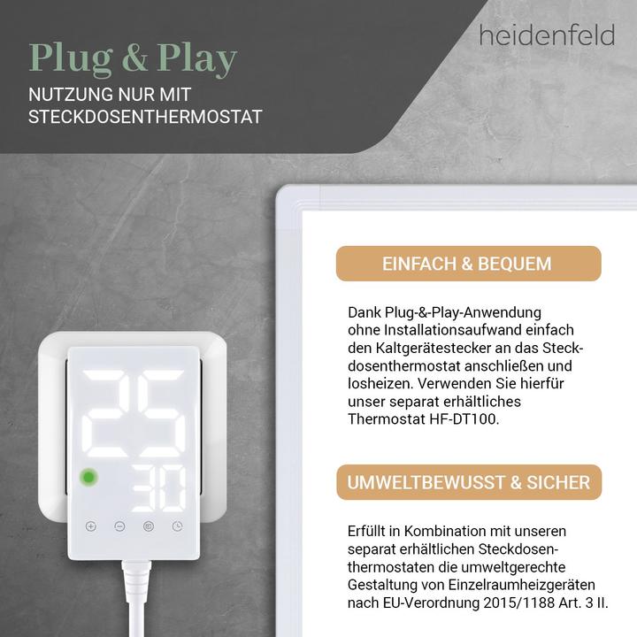 Produktbild Heidenfeld Infrarotheizung HF-HP100-3 Infrarot Heizkörper Heizung mit Thermostat (600 Watt)