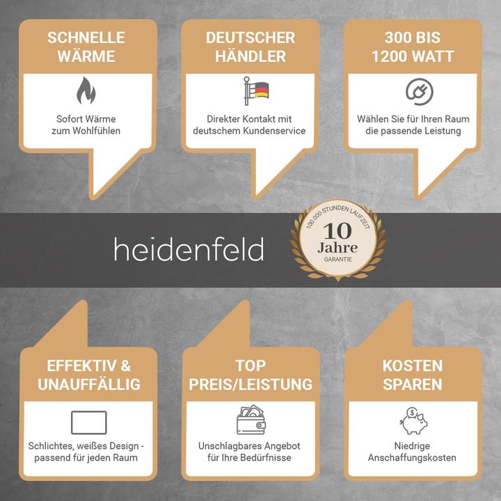 Produktbild Heidenfeld Infrarotheizung HF-HP100-3 Infrarot Heizkörper Heizung mit Thermostat (600 Watt)