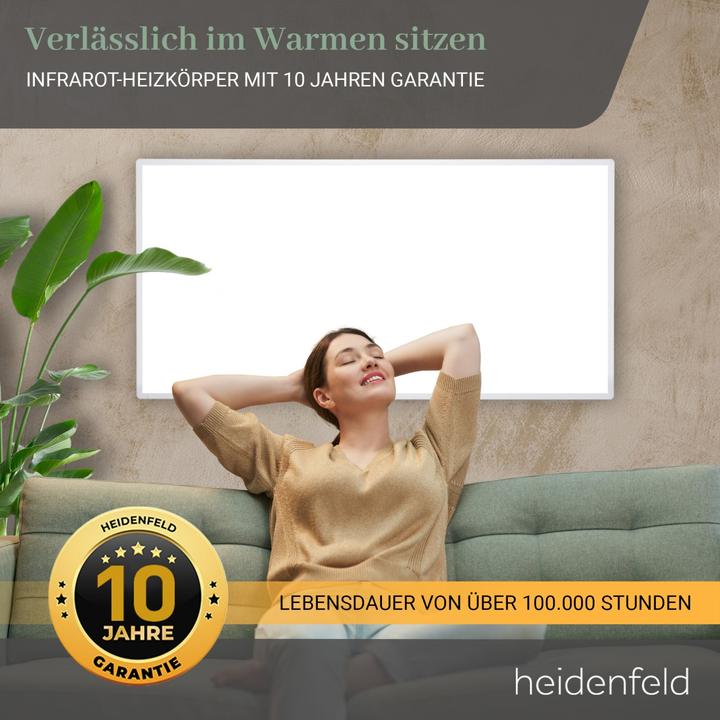 Actual product image Heidenfeld Infrared Heater HF-HP100-2 Infrared Wall Heater Radiator Heating App (300 Watt) (300 W)