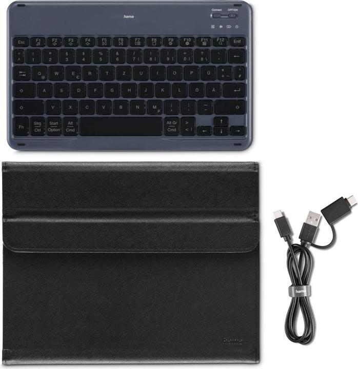 Actual product image Hama Bluetooth® keyboard Travel 500 for tablets 7-11, case, black, QWERTZ DE (00125137) (DE)