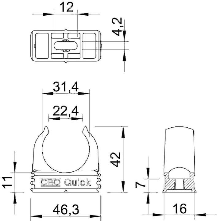 Produktbild OBO Bettermann 2955 M32 SW Quick-Schelle M32 PP tiefschwarz RAL9005 2149571
