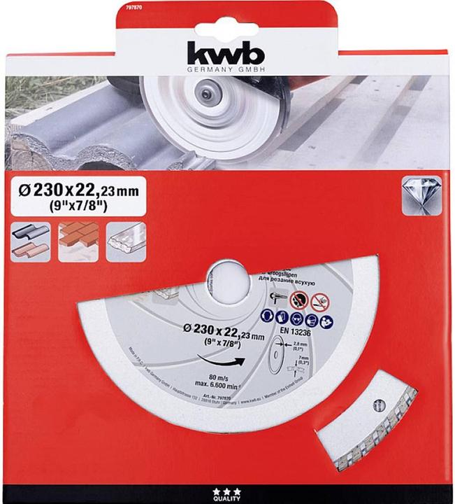 Produktbild kwb 797870 Diamanttrennscheibe Durchmesser 230mm Bohrungs-Ø 22.23mm Stein 1St.