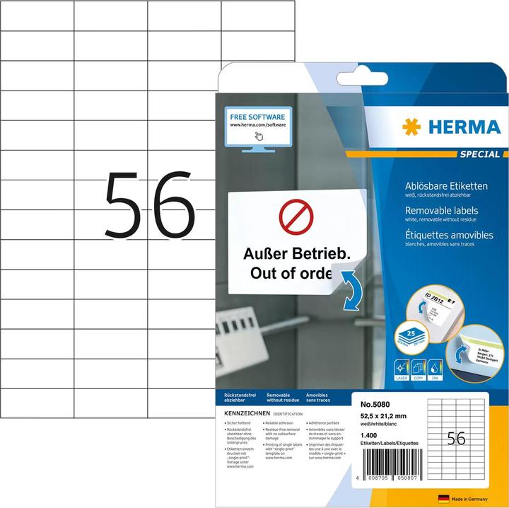 Actual product image HERMA A4 removable labels