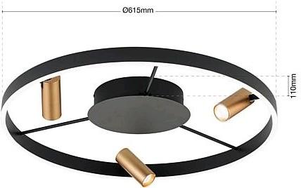 Actual product image Orion LED ceiling light 3000K 50W DL 7686 black gold (3000 lm)