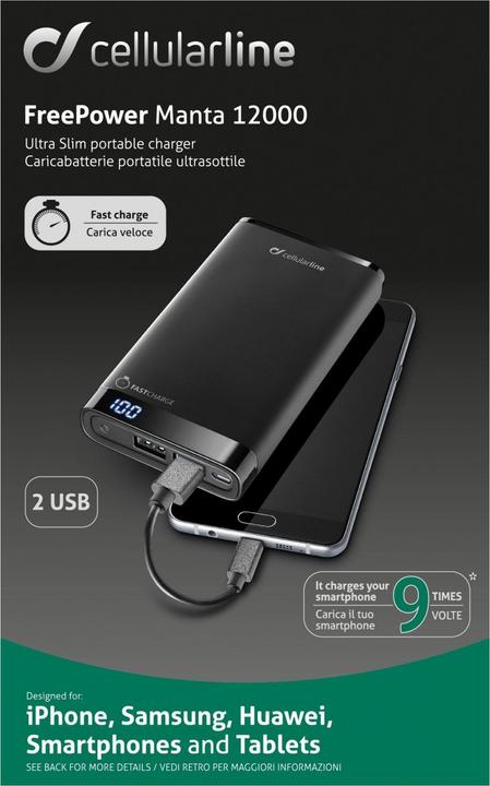 Actual product image Cellularline Freepower Manta (12000 mAh, 10 W, 44.40 Wh)