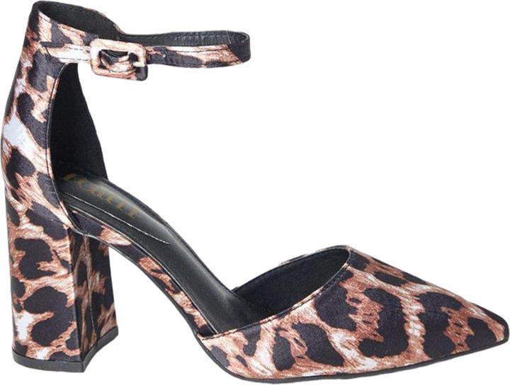 FAITH Womens/Ladies Crystabel Leopard Pointed High Block Heel Court Shoes (38)