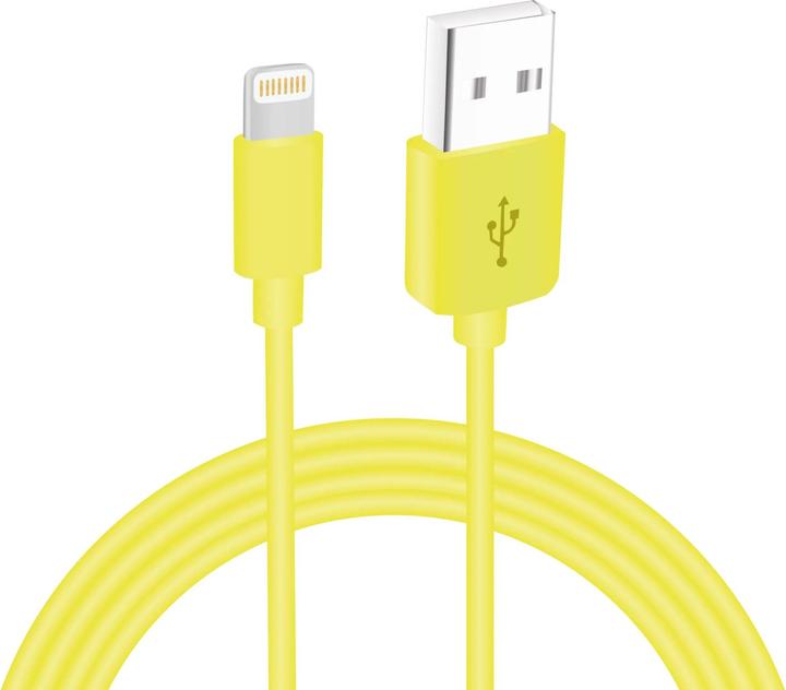 Actual product image Sinox iMedia Lightning cable w/original Apple™ chip. 2m. Gul (2 m, USB 2.0)