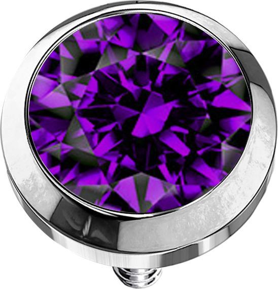 Star Piercing Dermal Anchor silber mit Kristall violett (ohne Messing, Titan G23)