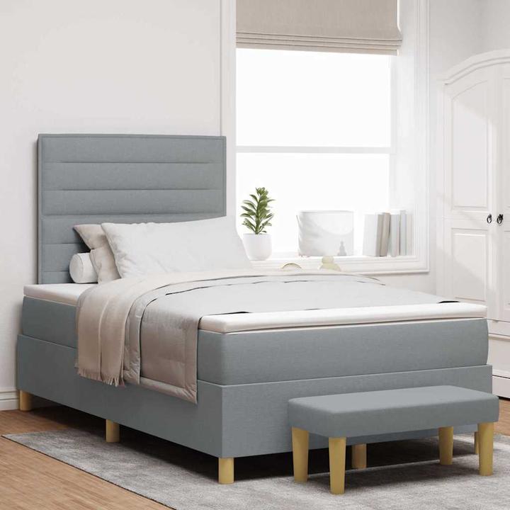 Actual product image VidaXL Box spring bed with mattress fabric light grey (120 x 200 cm)