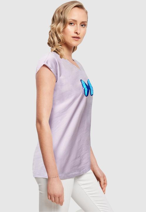 Actual product image Merchcode Ladies Butterfly Blue Extended Shoulder Tee - 111649 (XXL)
