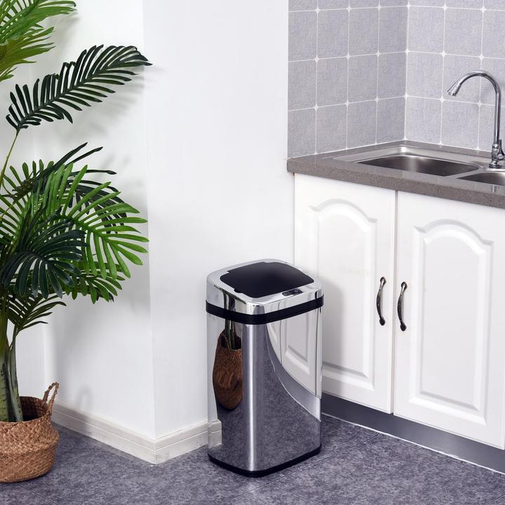 Immagine prodotto Swisshandel24 Cestino per rifiuti con sensore IR con/senza cestino interno in acciaio inox rotondo quadrato (30 l)