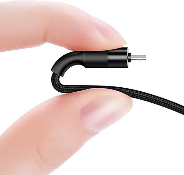Image du produit Usams US-SJ221 U5 Braided Wire USB to Type-C Data & 2A Charger Round Plug Cable 1.2m Juodas (1.20 m, USB 2.0)