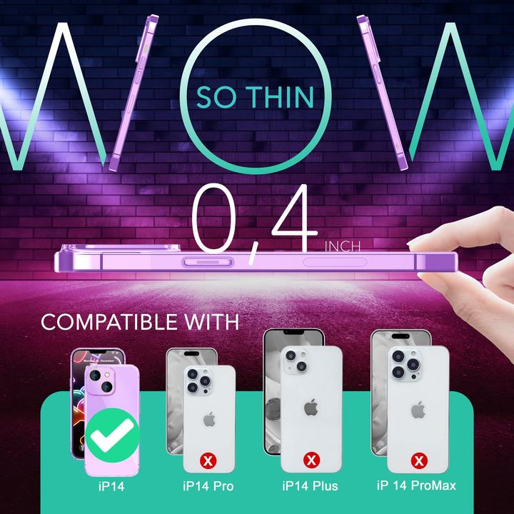 Immagine prodotto Nalia Copertura in silicone trasparente al neon (Apple iPhone 14)