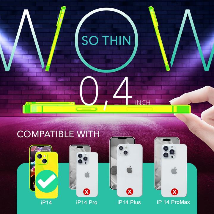 Immagine prodotto Nalia Copertura in silicone trasparente al neon (Apple iPhone 14)