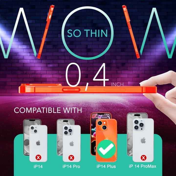 Actual product image Nalia Clear Transparent Neon Silicone Sleeve (Apple iPhone 14 Plus)