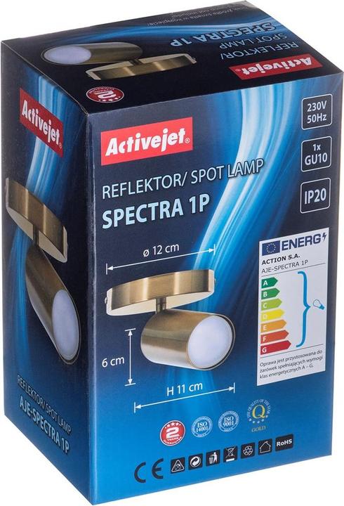 Produktbild Activejet SPECTRA einzelne goldene Deckenleuchte GU10 für Wohnzimmer (GU10)