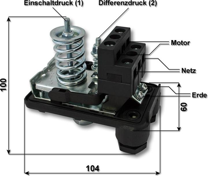 Produktbild Wiltec Druckschalter SK-9 380V 3-phasig Druckwächter Hauswasserwerk Pumpen (Hauswasserpumpe)