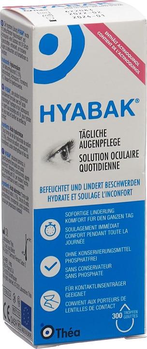 Actual product image Théa Hyabak (10 ml, Without preservatives, Hypotonic to maintain the osmotic balance, with hyaluronic acid, Hyabak eye drops for moisturising and wetting eyes and contact lenses)