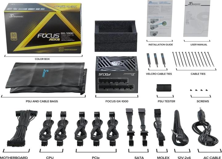 Produktbild Seasonic Focus GX-1000 V4 1000W ATX3.0 black (1000 W)