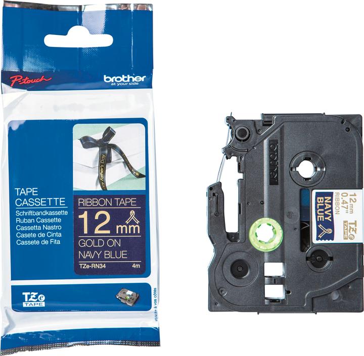 Actual product image Brother TZe-RN34 (1.20 cm, Blue, Gold)