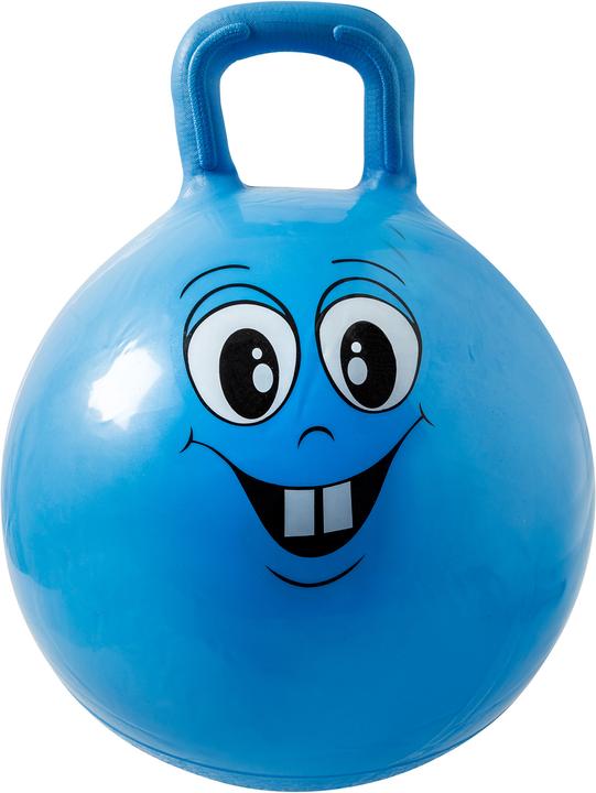 Idena Ballon sauteur Happy Face bleu plastique 45,0-50,0 cm