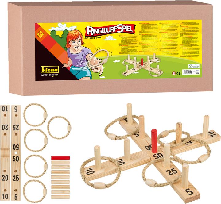Actual product image Idena Ring toss game wood 9 sticks 4 rings FSC100%
