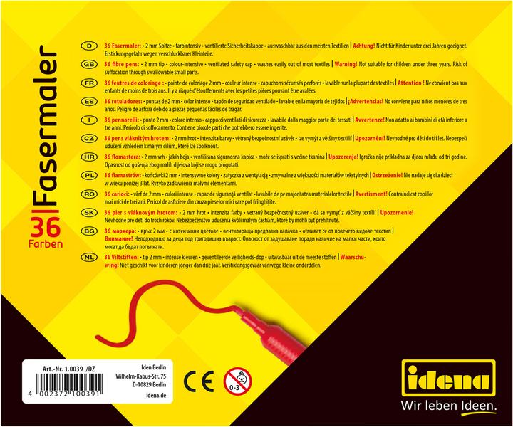 Produktbild Idena Fasermaler 36 Stück Strichstärke: 2 mm (Mehrfarbig, 36 x)