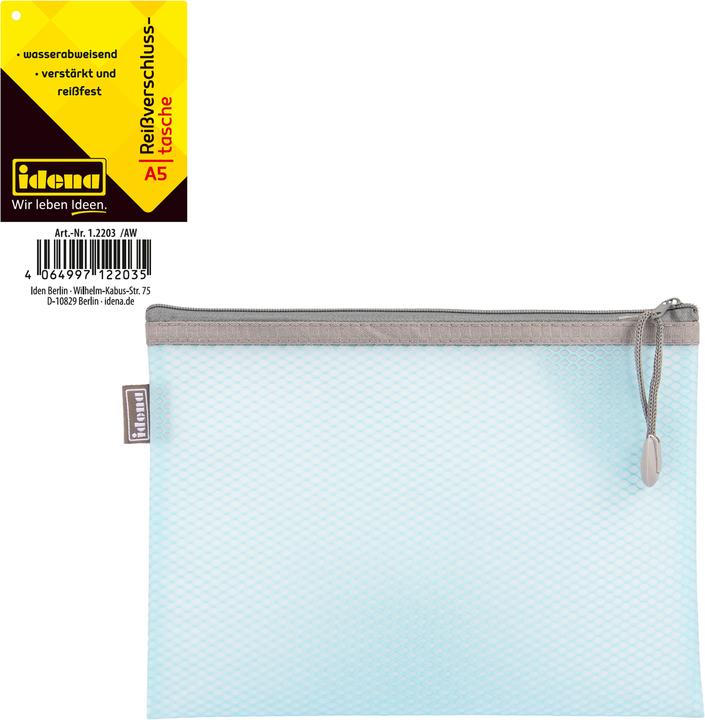 Produktbild Idena Reissverschlusstasche A5 Mesh blau (A5, 1 x)
