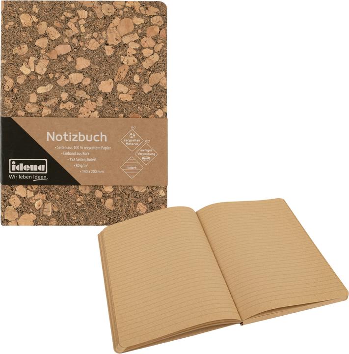 Actual product image Idena Notebook cork lined 192 sheets 20x14cm (14 x 20 cm, Lined, Hardcover)