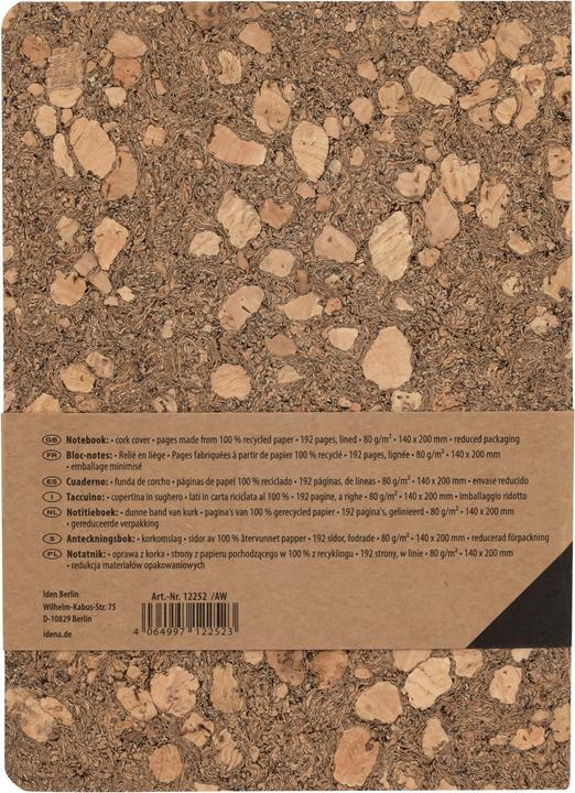 Actual product image Idena Notebook cork lined 192 sheets 20x14cm (14 x 20 cm, Lined, Hardcover)