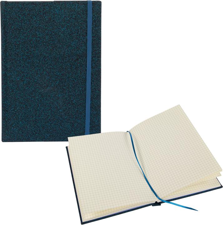 Actual product image Idena Notebook Glitter midnight blue chequered FSC-Mix (14 x 20 cm, Checked, Hardcover)